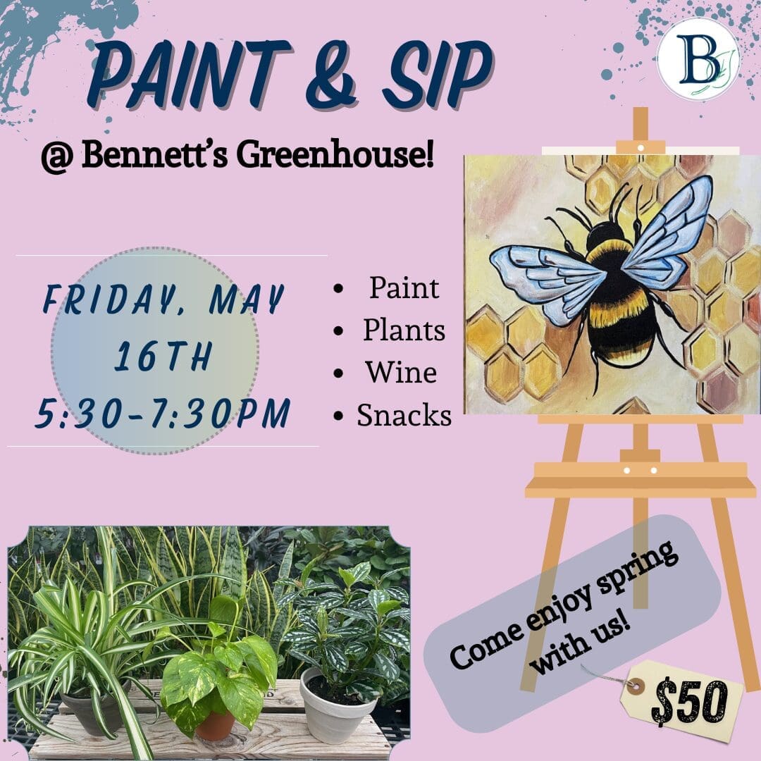 Paint & Sip event, May 16th, $50.