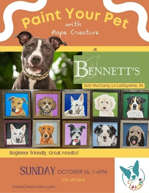 Paint Your Pet event poster with dogs.
